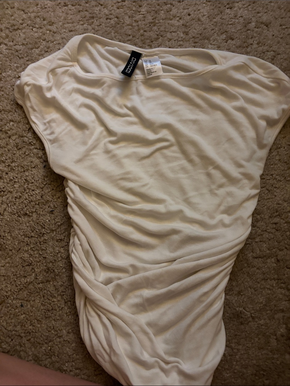 Divided Cream Ruched Short Sleeve Top - Slim Fit